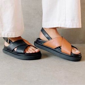 Alohas Black & Brown Marshmallow Sandals Sz 8.5